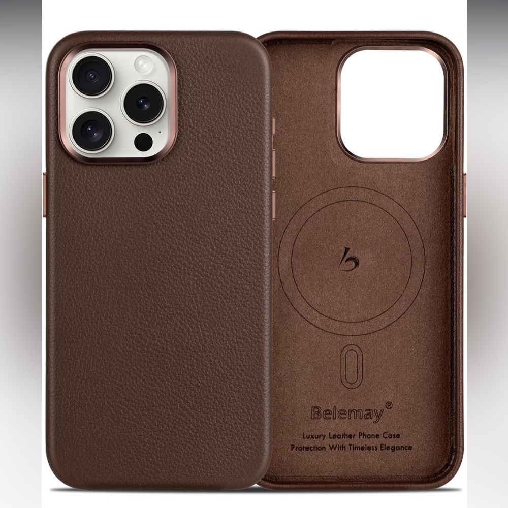 Belemay iphone 15 pro leather case